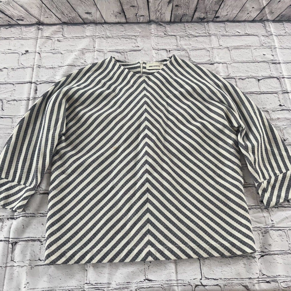 Vintage Anecdote 3/4 Sleeve Striped Womens Blouse Size 38 / 8 Retro